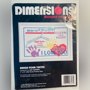 5 for $10: Stamped Cross Stitch Kit - “Brush Your Teeth”